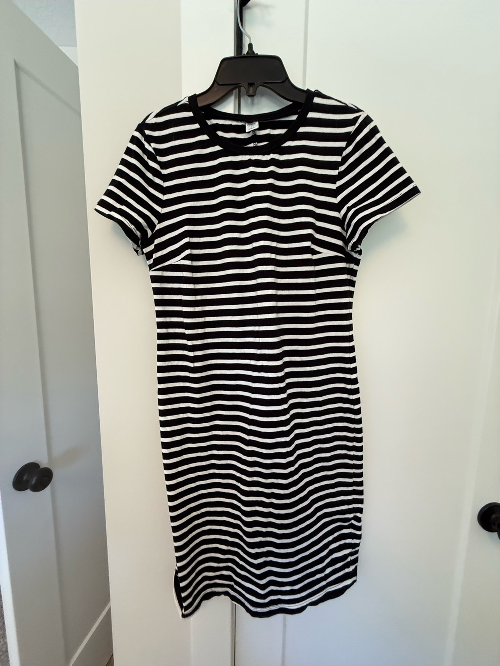 Old Navy Black and White Striped Midi Dress